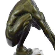 Nude Male Bronze Sculpture on Marble Base Statue