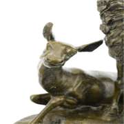 Deer Fawn Stag Buck Family Bronze Sculpture on Marble
