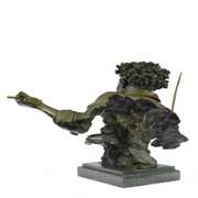Bronze Drum Set Figurine on Marble Base Statue
