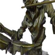Bronze Drum Set Figurine on Marble Base Statue