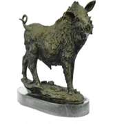 Wild Boar Pig Art Deco Bronze Figurine