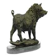 Wild Boar Pig Art Deco Bronze Figurine