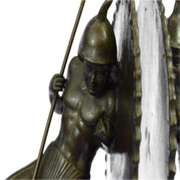 Pair Two Japanese Warrior with Shield Bronze Sculpture