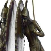 Pair Two Japanese Warrior with Shield Bronze Sculpture