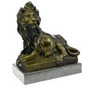Male Lion Jungle King Bronze Metal Statue on Marble