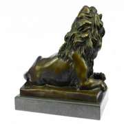 Male Lion Jungle King Bronze Metal Statue on Marble