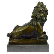 Male Lion Jungle King Bronze Metal Statue on Marble