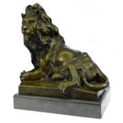 Male Lion Jungle King Bronze Metal Statue on Marble