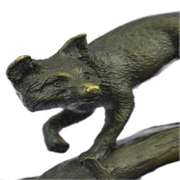 Fox Wild Animal Bronze Statue on Marble Base Sculpture