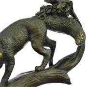 Fox Wild Animal Bronze Statue on Marble Base Sculpture