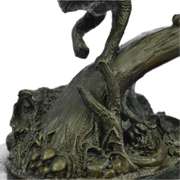 Fox Wild Animal Bronze Statue on Marble Base Sculpture