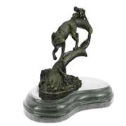 Fox Wild Animal Bronze Statue on Marble Base Sculpture