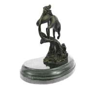 Fox Wild Animal Bronze Statue on Marble Base Sculpture