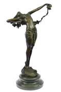 Nude Beauty Stretching Bronze Figurine