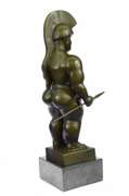 Botero Roman Soldier Bronze Sculpture Marble Base
