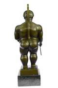 Botero Roman Soldier Bronze Sculpture Marble Base