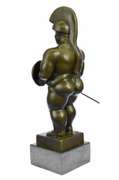 Botero Roman Soldier Bronze Sculpture Marble Base