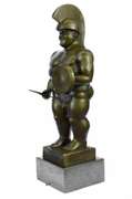 Botero Roman Soldier Bronze Sculpture Marble Base