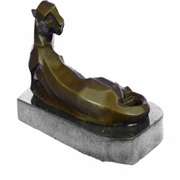 Handcrafted Mountain Lion Bronze Sculpture on Marble