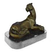 Handcrafted Mountain Lion Bronze Sculpture on Marble