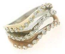 Triple Row Tri Color Diamond Wave Band