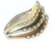 Triple Row Tri Color Diamond Wave Band