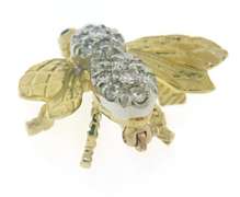 Pave Diamond and Eye Ruby Bee Pin