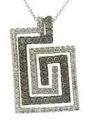 Amazing 14kt WG White & Chocolate Diamond Greek Key Necklace