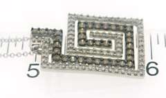 Amazing 14kt WG White & Chocolate Diamond Greek Key Necklace