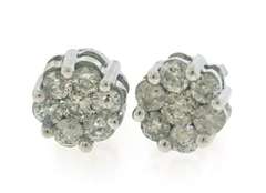 Classy White Gold Diamond Cluster Earrings