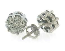 Classy White Gold Diamond Cluster Earrings