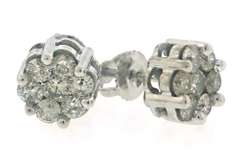 Classy White Gold Diamond Cluster Earrings