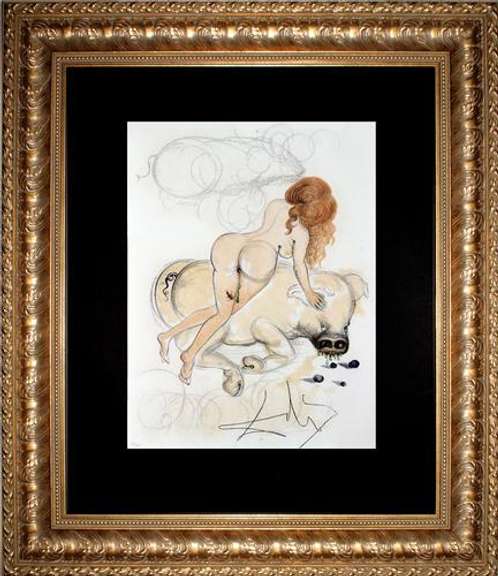 SALVADOR DALI GIRL AND PIG 1967