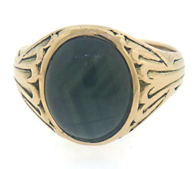 Modern 14kt YG Oval Blue Star Sapphire Ring