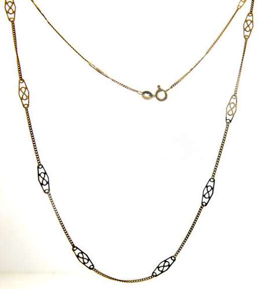 Vintage 14kt YG Station Chain Necklace