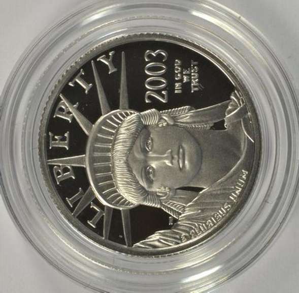 Gem Ultra Cameo PRF 2003-W $25 Platinum Eagle. Box/COA