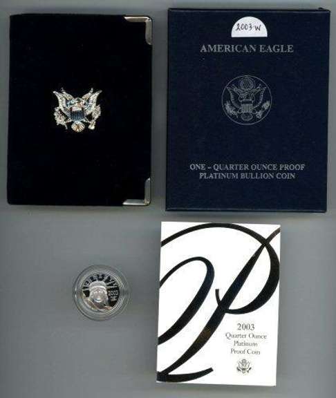 Gem Ultra Cameo PRF 2003-W $25 Platinum Eagle. Box/COA