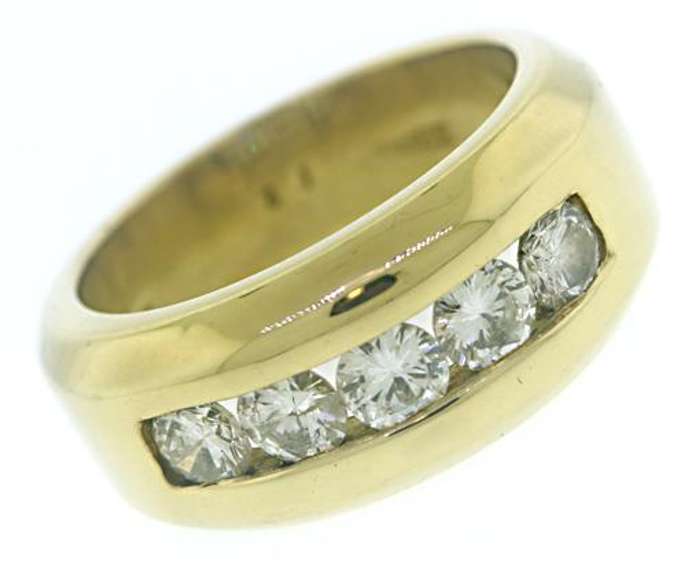 Handsome 18kt YG Channel Set Round Diamond Ring