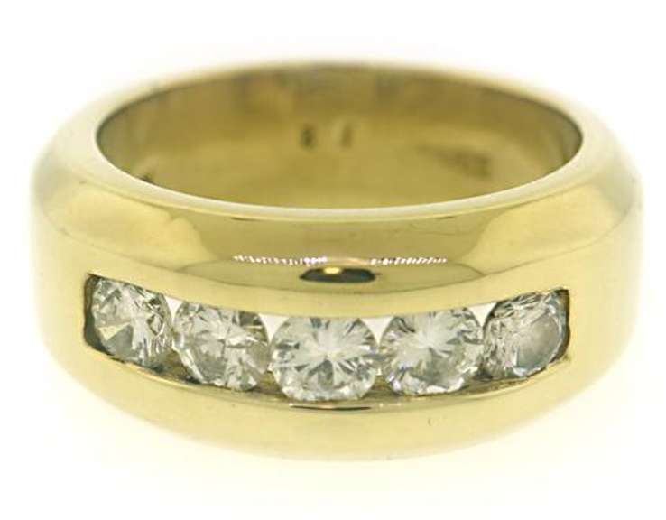 Handsome 18kt YG Channel Set Round Diamond Ring