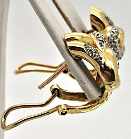 14 KT YELLOW GOLD AND DIAMOND EARRINGS.