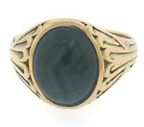 Modern 14kt YG Oval Blue Star Sapphire Ring