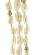 3 Row Fresh Water Pearl and Gold Beaded Necklace
