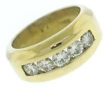 Handsome 18kt YG Channel Set Round Diamond Ring