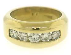 Handsome 18kt YG Channel Set Round Diamond Ring