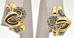 14 KT YELLOW GOLD AND DIAMOND EARRINGS.