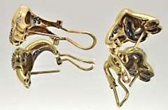 14 KT YELLOW GOLD AND DIAMOND EARRINGS.