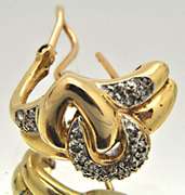 14 KT YELLOW GOLD AND DIAMOND EARRINGS.