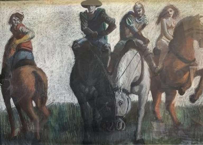 Mixed Media Horse Riders.