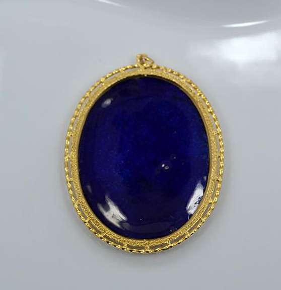 Large Floral Design Cloissone Pendant in Metal Setting