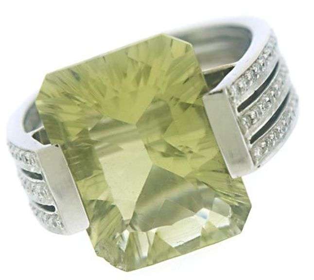 18kt Lemon Quartz and Diamond Ring